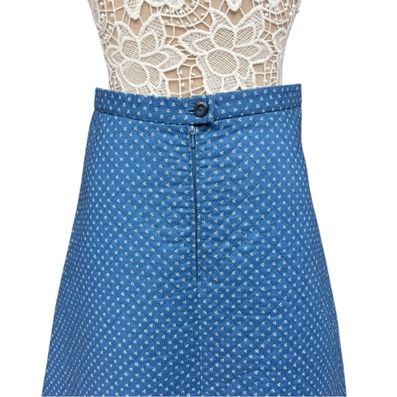 Vintage 70s Blue Quilted A-Line Skirt Handmade Medium fit Polka Dot Cute Retro - Picture 7 of 10